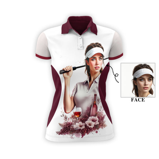 Golf & Wine Kind of Girl Women's Polo Shirt - Stylish Golf Apparel for Women Style 11