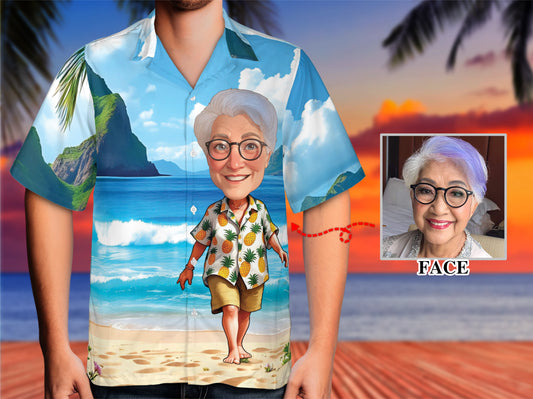 Custom Face Hawaiian Shirt, Personalized Gift for Mother's Day, Father's Day 2025, Fun Custom Gifts for Mom, Dad, Grandparents, Step Parents