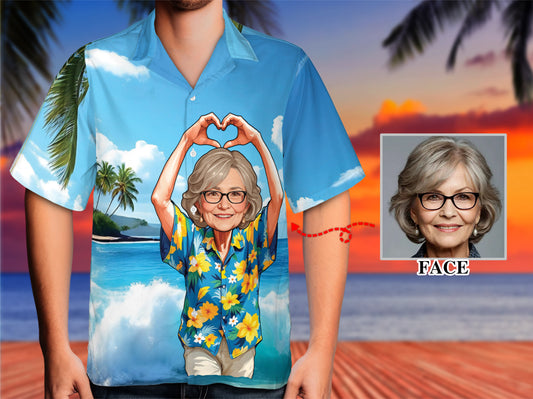 Custom Face Hawaiian Shirt, Personalized Gift for Mother's Day, Father's Day 2025, Fun Custom Gifts for Mom, Dad, Grandparents, Step Parents