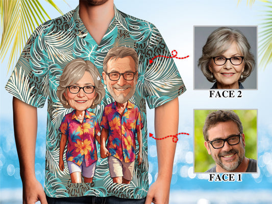 Custom Face Hawaiian Shirt, Personalized Gift for Mother's Day, Father's Day 2025, Fun Custom Gifts for Mom, Dad, Grandparents, Step Parents