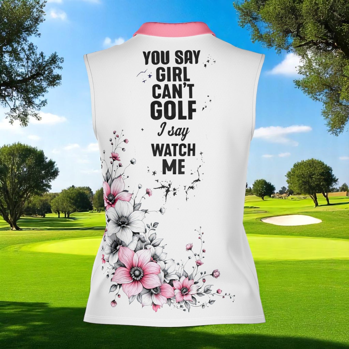 Custom Face Women's Sleeveless Polo Shirt - Stylish Golf Apparel for Women Style 1