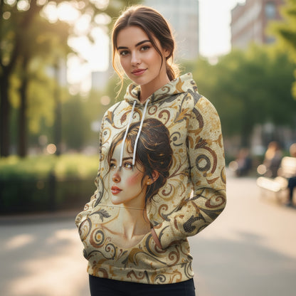 Women’s Custom Face Mosaic Art Hoodie – Personalized Portrait Hoodie from Photo, Artistic Mosaic Style Custom Hoodie Gift for Her Style 1