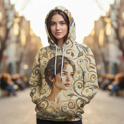 Women’s Custom Face Mosaic Art Hoodie – Personalized Portrait Hoodie from Photo, Artistic Mosaic Style Custom Hoodie Gift for Her Style 1