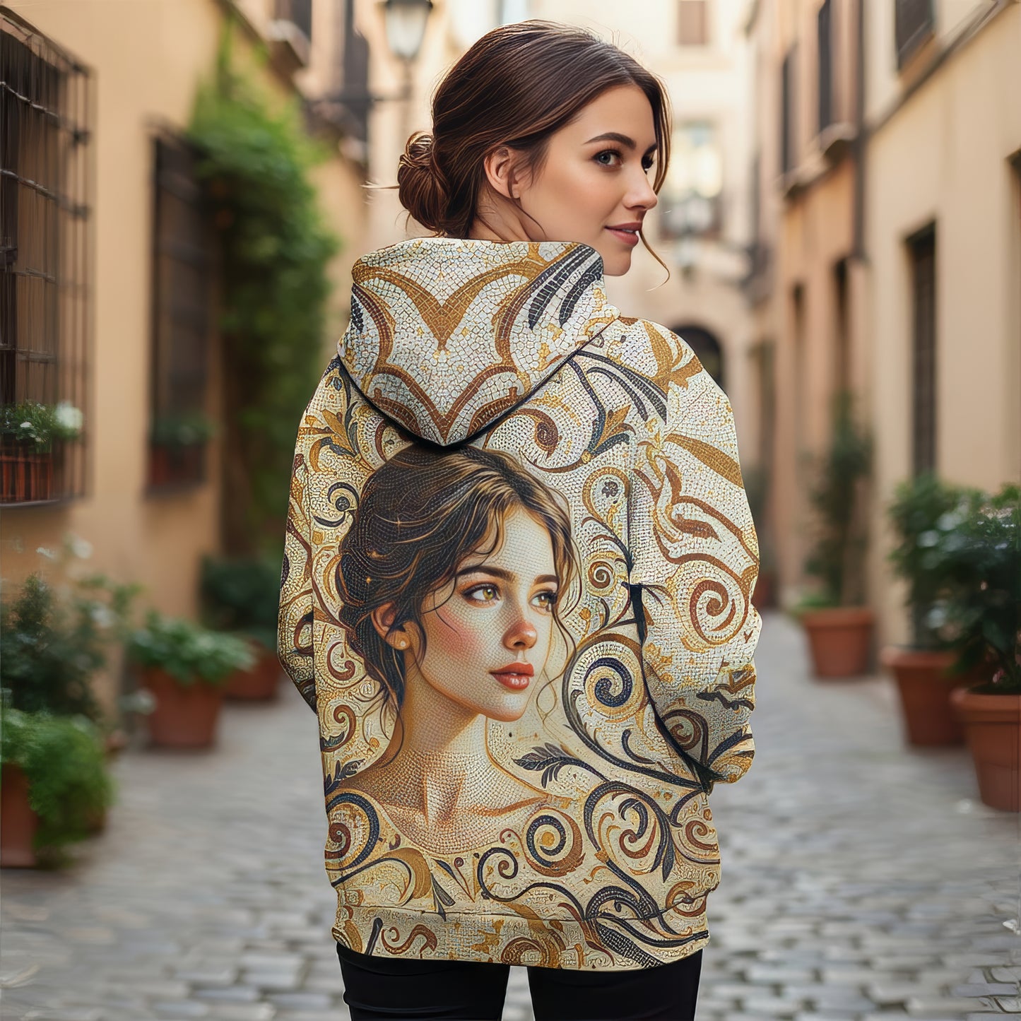 Women’s Custom Face Mosaic Art Hoodie – Personalized Portrait Hoodie from Photo, Artistic Mosaic Style Custom Hoodie Gift for Her Style 1