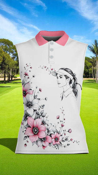 Custom Face Women's Sleeveless Polo Shirt - Stylish Golf Apparel for Women Style 1