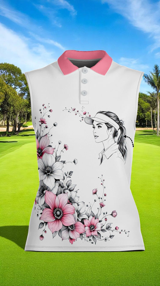 Custom Face Women's Sleeveless Polo Shirt - Stylish Golf Apparel for Women Style 1