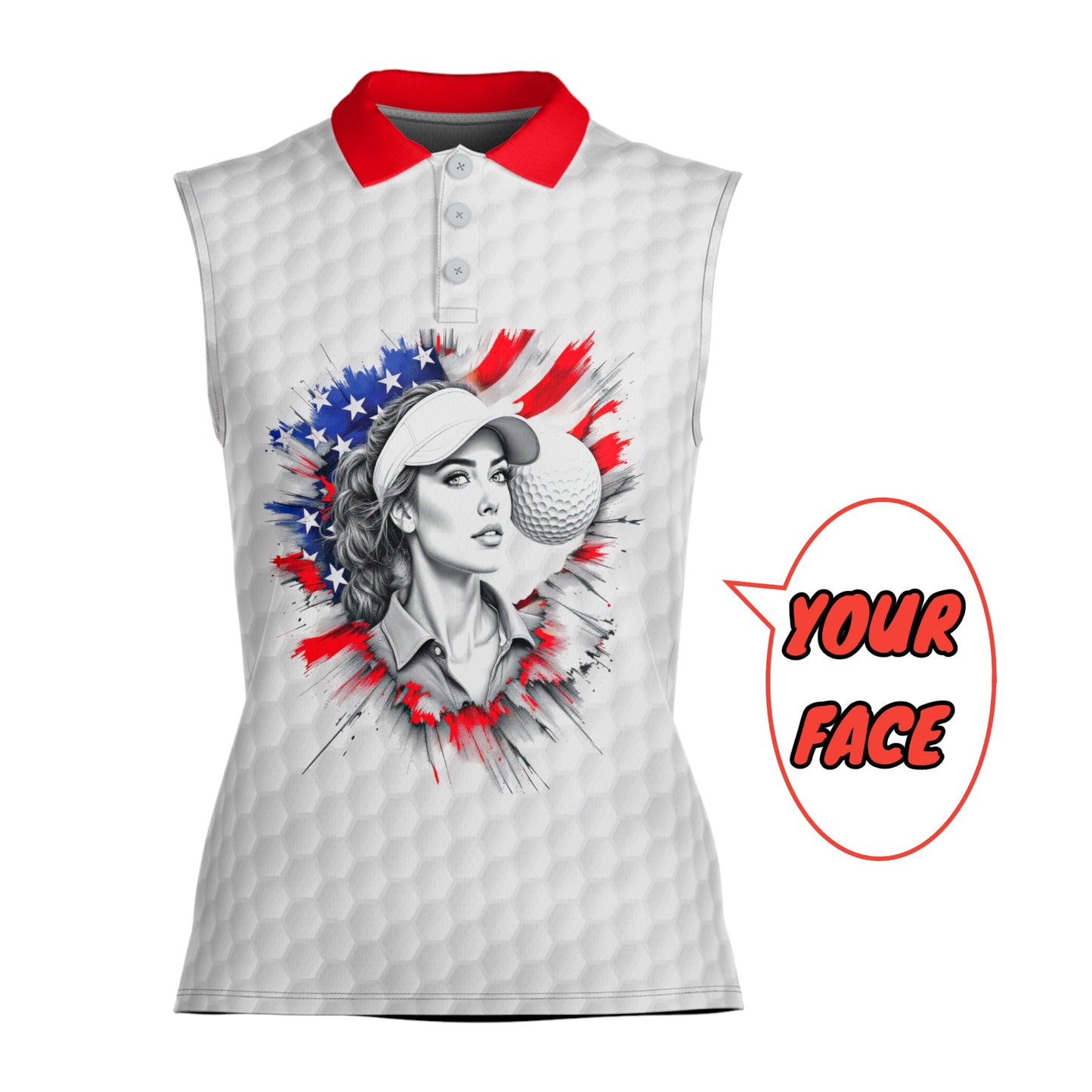 Fearless, Flawless, Fore! Women's Sleeveless Golf Polo Shirt - Patriotic Golf Apparel Style 1