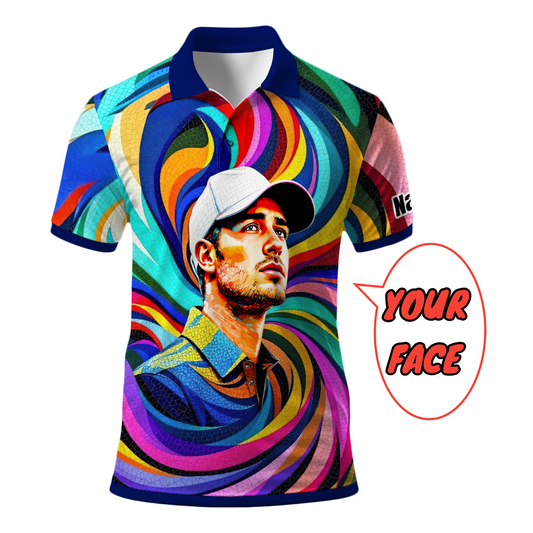 Personalized Mosaic Portrait Polo — Custom Face Mosaic Art Style Shirt Style 1