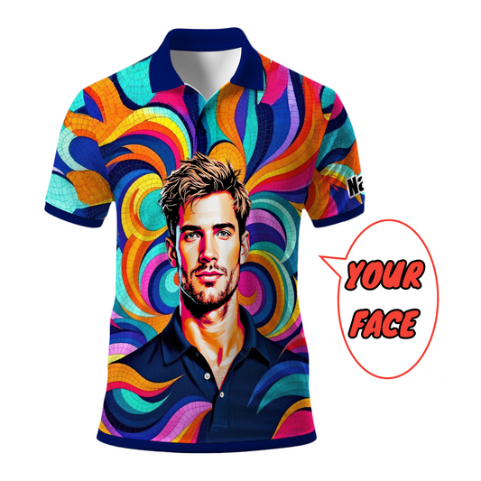 Personalized Mosaic Portrait Polo — Custom Face Mosaic Art Style Shirt Style 10
