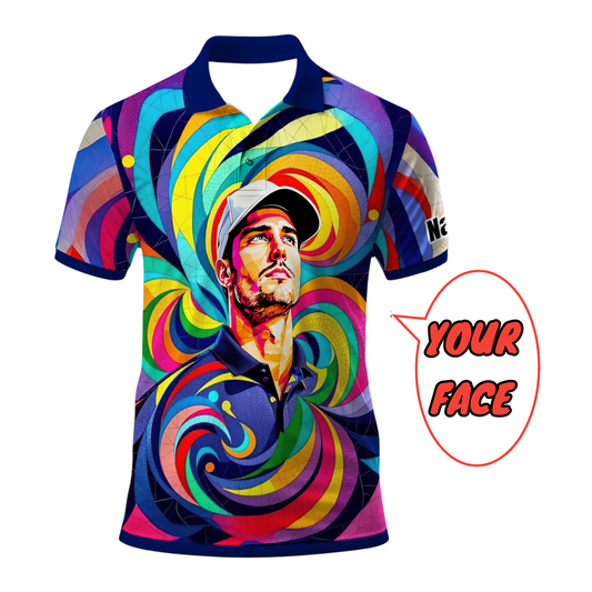 Personalized Mosaic Portrait Polo — Custom Face Mosaic Art Style Shirt Style 11