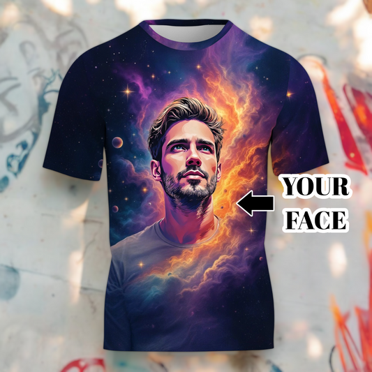 Custom Zodiac Shirt - Surreal Cosmic Art Tee with Your Face | Virgo | Personalized Horoscope Gift
