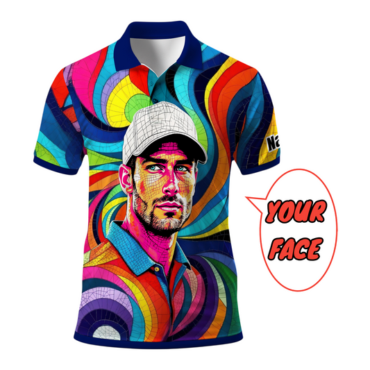 Personalized Mosaic Portrait Polo — Custom Face Mosaic Art Style Shirt Style 15