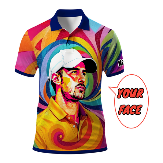 Personalized Mosaic Portrait Polo — Custom Face Mosaic Art Style Shirt Style 16