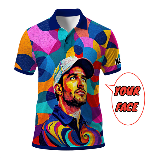 Personalized Mosaic Portrait Polo — Custom Face Mosaic Art Style Shirt Style 17