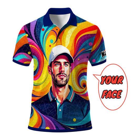 Personalized Mosaic Portrait Polo — Custom Face Mosaic Art Style Shirt Style 18