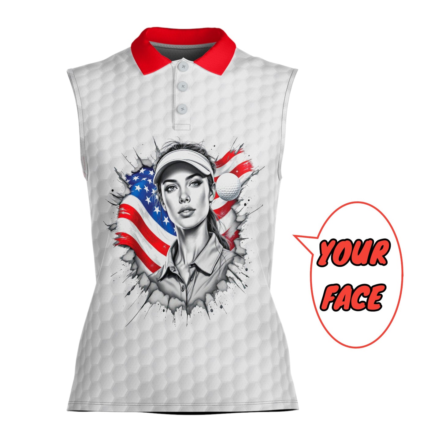 Fearless, Flawless, Fore! Women's Custom Sleeveless Golf Polo Shirt - Patriotic & Personalized Style 2