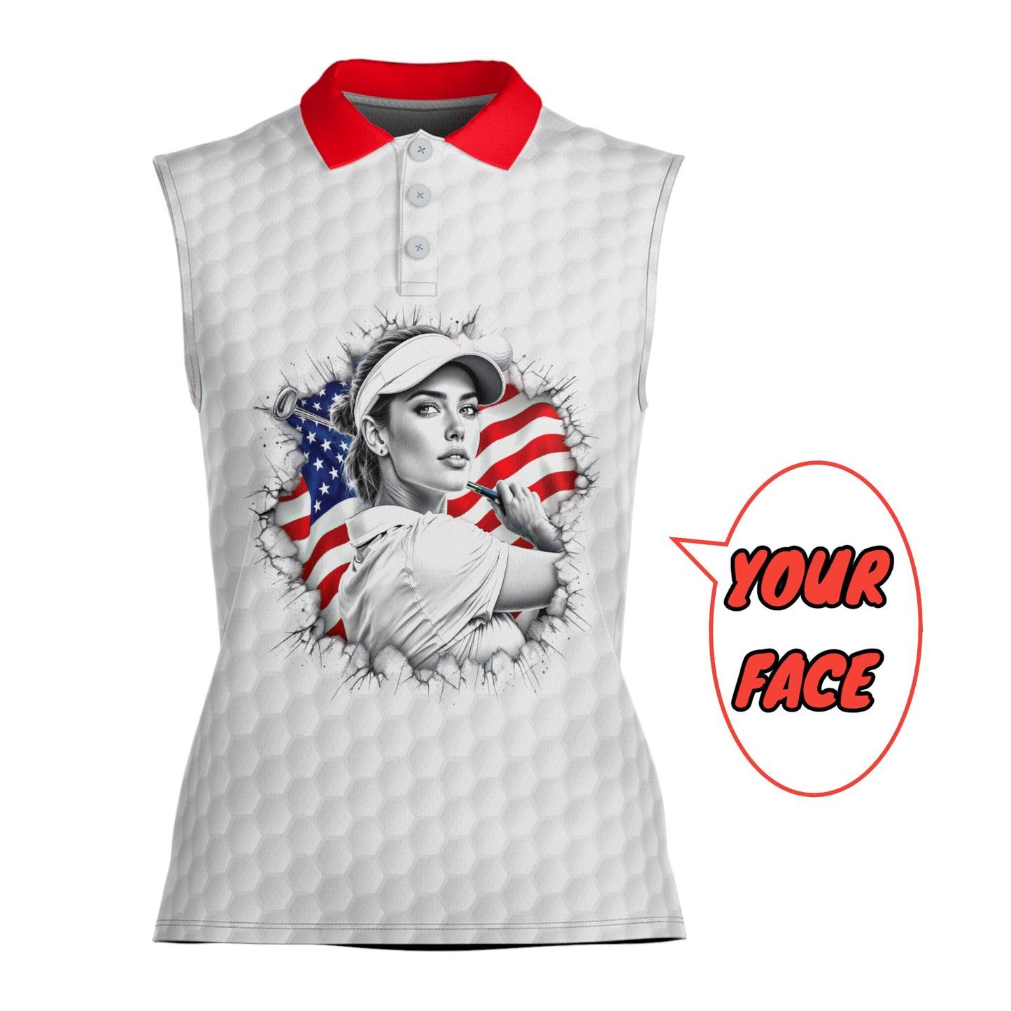 Fearless, Flawless, Fore! Women's Custom Sleeveless Golf Polo Shirt - Patriotic & Personalized Style 3