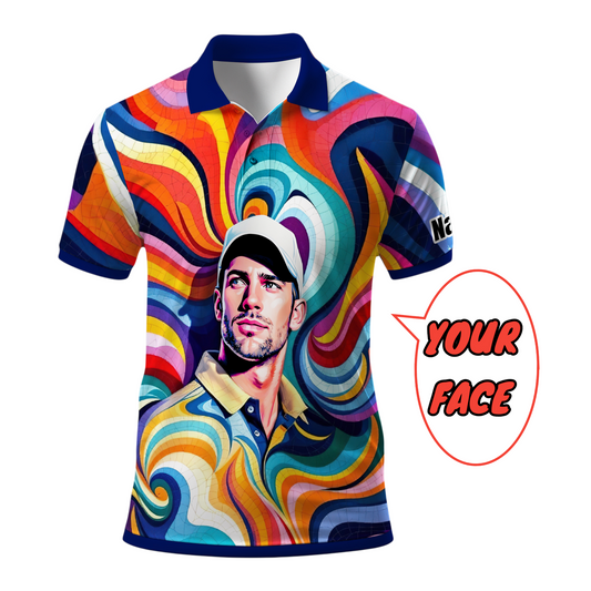 Personalized Mosaic Portrait Polo — Custom Face Mosaic Art Style Shirt Style 4