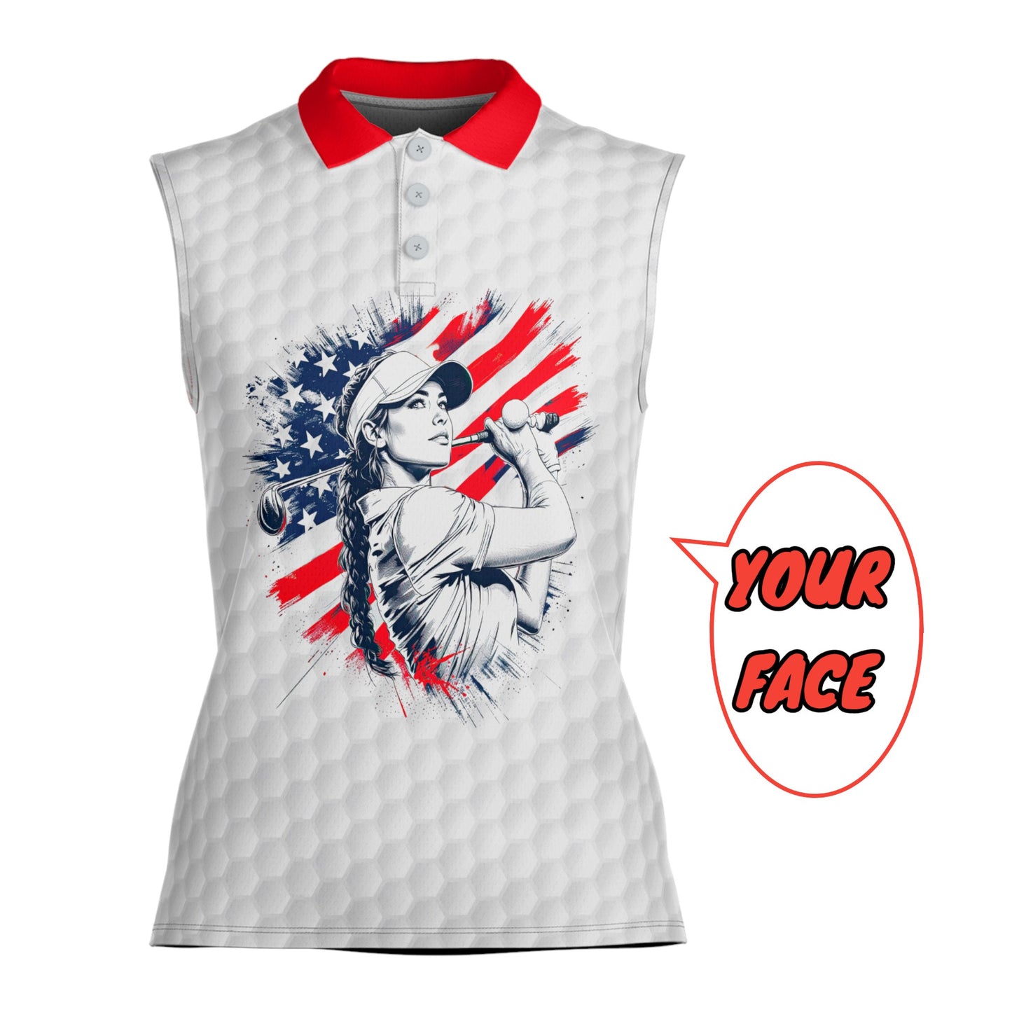 Fearless, Flawless, Fore! Women's Custom Sleeveless Golf Polo Shirt - Patriotic & Personalized Style 4