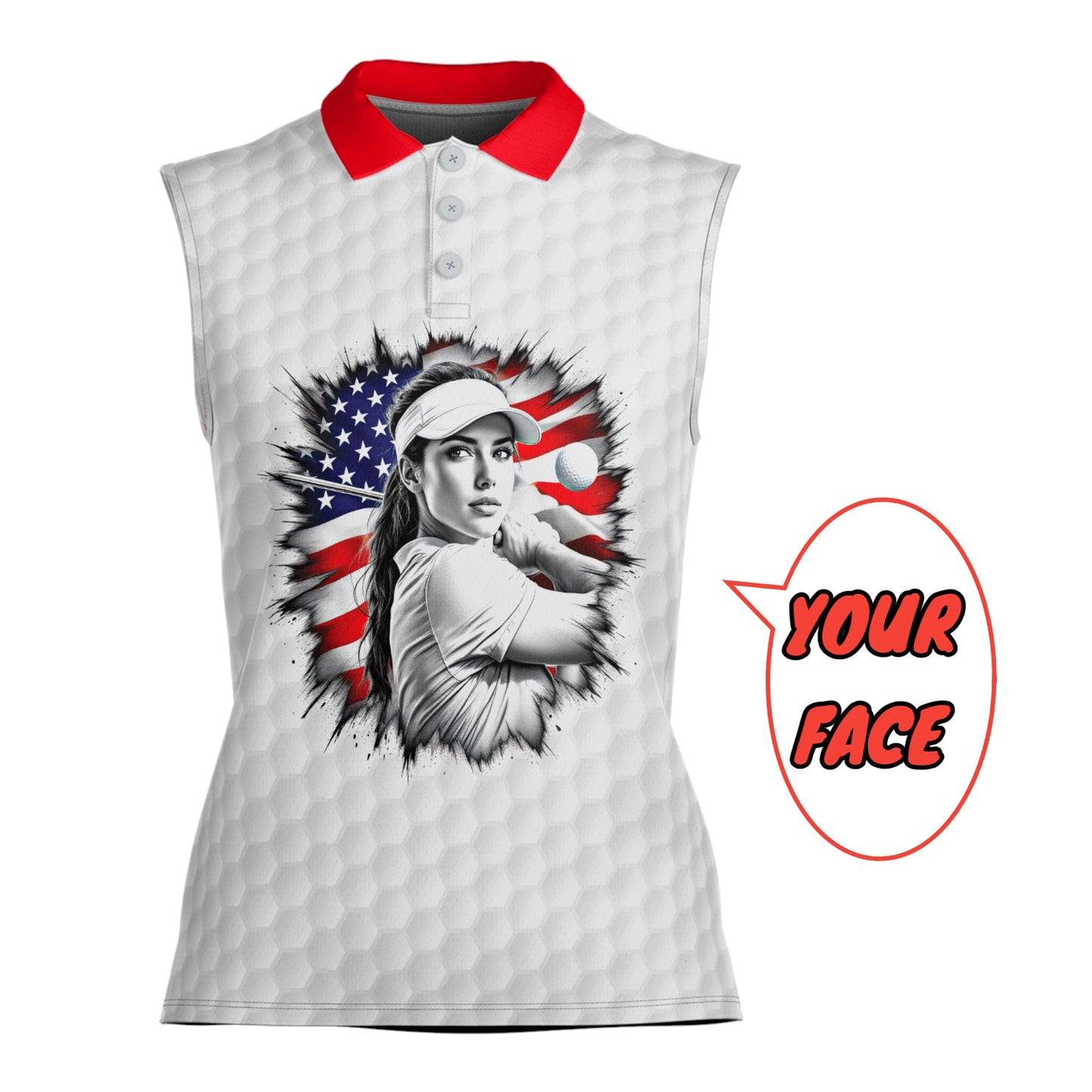 Fearless, Flawless, Fore! Women's Custom Sleeveless Golf Polo Shirt - Patriotic & Personalized Style 5
