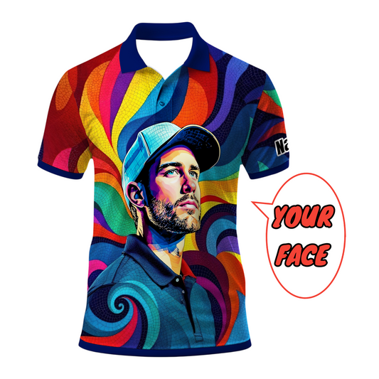 Personalized Mosaic Portrait Polo — Custom Face Mosaic Art Style Shirt Style 5