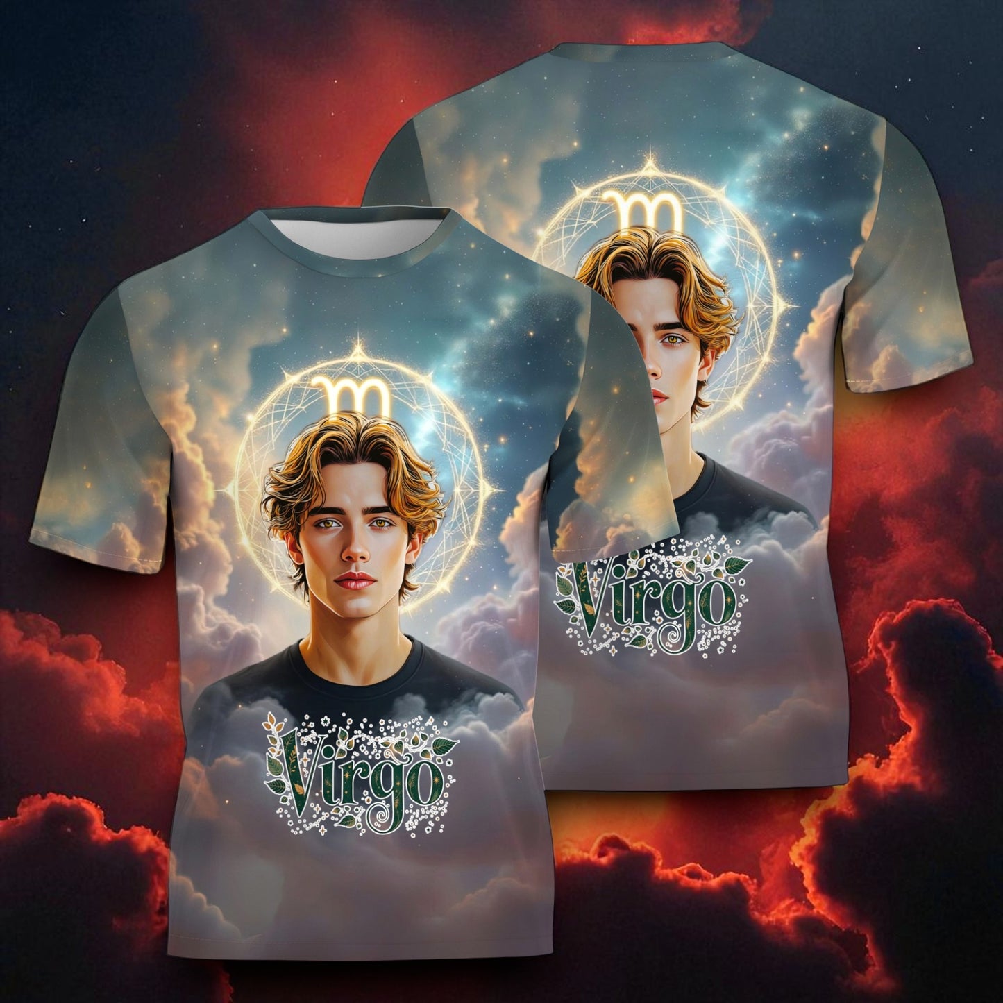 Custom Zodiac Shirt - Surreal Cosmic Art Tee with Your Face | Leo | Personalized Horoscope Gift