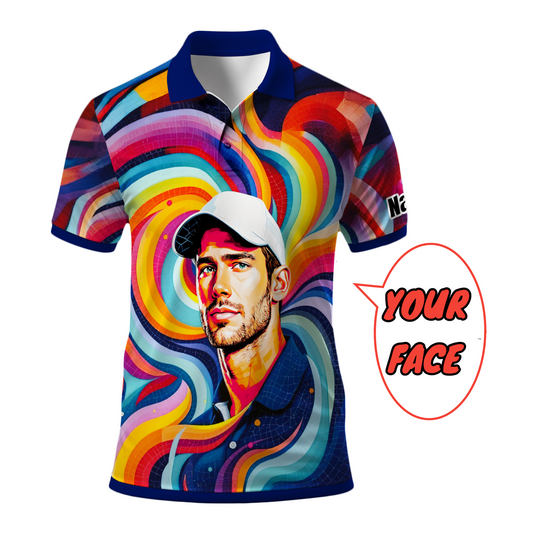 Personalized Mosaic Portrait Polo — Custom Face Mosaic Art Style Shirt Style 6