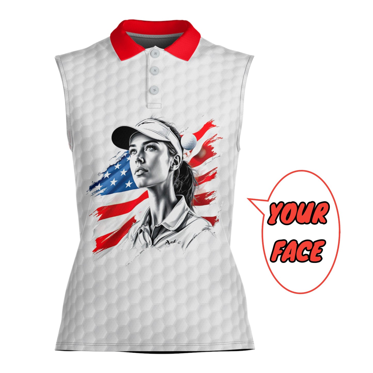 Fearless, Flawless, Fore! Women's Custom Sleeveless Golf Polo Shirt - Patriotic & Personalized Style 6