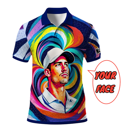 Personalized Mosaic Portrait Polo — Custom Face Mosaic Art Style Shirt Style 7