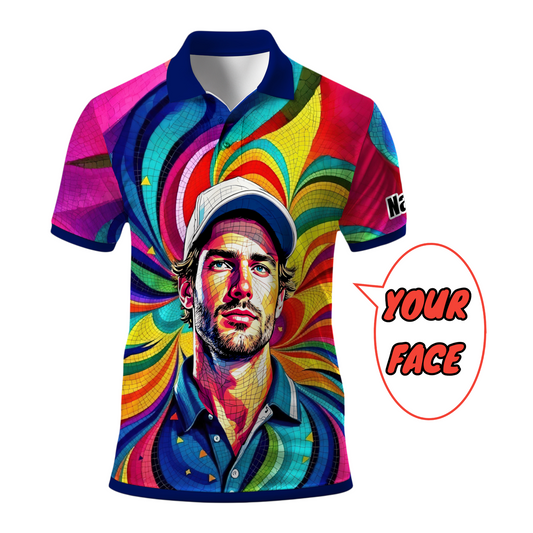 Personalized Mosaic Portrait Polo — Custom Face Mosaic Art Style Shirt Style 8