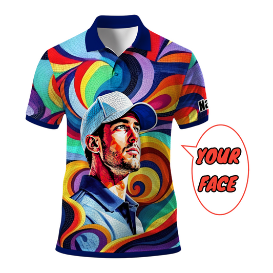 Personalized Mosaic Portrait Polo — Custom Face Mosaic Art Style Shirt Style 9
